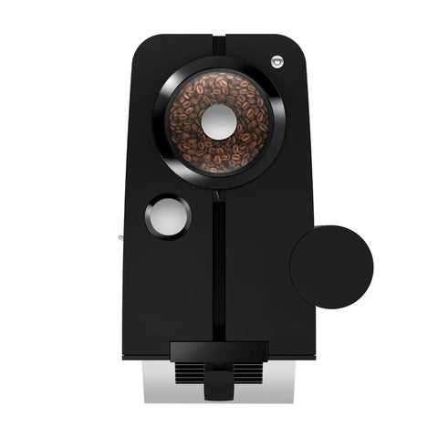 Step Up Your Home Brew Game With This Compact Automatic Coffee Machine Featuring A Pro Aroma Grinder And Super Simple Programmable Settings In Classic Metropolitan Black Color from a top view showcasing coffee beans.