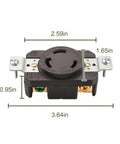Rock Solid Heavy Duty 30 Amp Flush Mount Locking Receptacle Featuring Nema L630R Twist Lock Plug Socket, dimensions 3.64x2.59 inches.