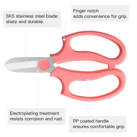 Flower Pruning Scissors For Gardening Strong Floral Shears With Premium Steel Blade Ambidextrous Hand Pruner