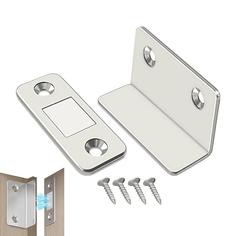 Magnetic Cabinet Catch No Drill Install Concealed Latch For Doors And Drawers, metal plates with screws for furniture use