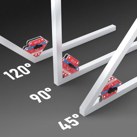 Three YESWELDER switchable arrow welding magnets with On/Off switch, red/blue, 33-44 lb