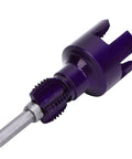 LiebeWH Integrated Pipe Threading Tool With Dual Function Design For Cutting Precis Accurate Threads On 1/2 And 3/4 Inch Pipes Using Standard Electric Drill Ideal For Durable PVC Home Repair Projects, purple color, close-up view.