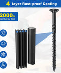 Ultimate Deck Screw Kit For Woodworking, 240Pcs Size 8 Wood Screws In 5 Lengths, Rust Resistant Torx Flat Head Black Screw
