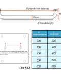 Stainless Steel Glass Shower Door Handle Push And Pull Single Sided 500mm Rustproof Grab Bar Rail Replacement Parts Durable Bathroom Door Knob Kit With No Fuss Install Hardware, 500mm size chart