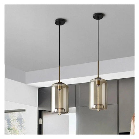 Nordic Industrial Glass Pendant Light Modern Single Lamp for Dining Bar Creative Decor,Artistic hanging in kitchen area.