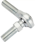 Heavy Duty Steel Heim Joint Rod End With 1/2-20 Left Hand Male Threads and Teflon Lined Bearings for Universal Steering Linkage shown from side angle.