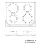 Technical drawing of Replacement Chrome Drip Pan Set For GE And Hotpoint Electric Ranges With Locking Slots Includes 2 6 Inch And 2 8 Inch Pans 4 Pack WB31T10010 WB31T10011