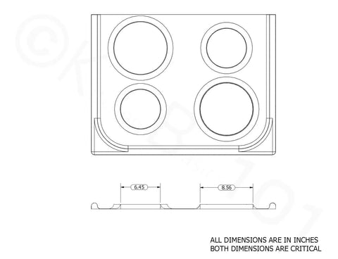 Technical drawing of Replacement Chrome Drip Pan Set For GE And Hotpoint Electric Ranges With Locking Slots Includes 2 6 Inch And 2 8 Inch Pans 4 Pack WB31T10010 WB31T10011