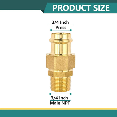 50 Pack Three Quarter Inch Copper Press Male Npt Fittings Premium Lead Free Brass Union Couplings No Sweat Install Without Flux Or Solder Guaranteeing Top Notch Leak Proof Plumbing Performance, 3/4 inch brass connector.