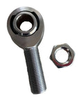 Heavy Duty Male Rod Ends With M20x1.5 Threads for Steering and Suspension Builds, forged chromoly steel with nut.