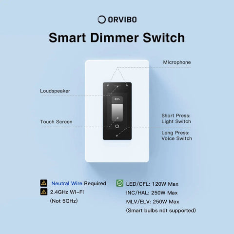 Matter Smart Dimmer Switch With Weather Display And Energy Monitoring No Fuss Setup Works With Apple Home Alexa And Google Home Single Pole Neutral Wire Required Precise 0 To 100 Percent Dimming For Reading Relaxing And Movie Nights showing touch screen and features