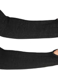 Badass Kevlar Heat Resistant Arm Guards 19 Inch Long Sleeves With Thumb Hole For Welding Grilling Shop Work All Day Pro Grade shown with open cuffs.