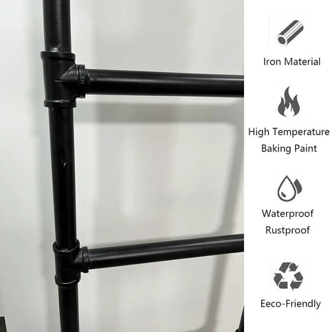 Heavy Duty Iron Bow Bed Ladder With Wide Round Tube Treads Black Wrought Iron Built Tough For Loft And Basement Access
