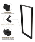 40 Inch Bar Height Table Legs Set Of 2 Built To Last Heavy Duty Metal Rectangular Iron Furniture Legs With Adjustable Feet, assembly detail