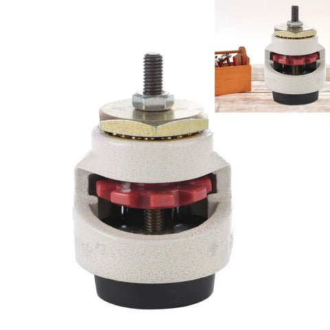 Close-up of 4 Pack Heavy Duty Leveling Caster Wheels With Threaded Stem, Adjustable Height Casters For Machinery Benches, Industrial Equipment, Smooth Quiet Rollers, 8 X 6 X 7.5 Cm, showing threaded stem and red adjustment dial.