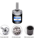 Heavy Duty 32Mm Planetary Gear Reducer Motor Packing Serious Torque And Running Buttery Smooth showing D type output shaft and gear components.