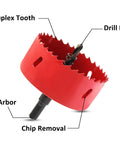 Front view of 83mm Bi Metal Hole Saw Kit With Twist Drill Bit and L Hex Wrench for Cornhole Boards Wood Plasterboard Plywood Plastic