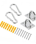 Beefy Ceiling Hook Kit Stainless Steel 304, 500 Lb Capacity, Includes 2 Eye Plates and 2 Spring Hooks, Screws and Expansion Anchors for Indoor Outdoor Hammock Chair Swing Mounting, with screws and anchors