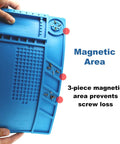 Pro Grade Heat Resistant Soldering Mat 932F Silicone Anti Static Magnetic Electronic Repair Work Surface showing magnetic area.