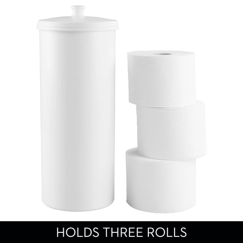 Freestanding Toilet Paper Storage Holder With Lid For 3 Extra Rolls White Floor Stand Organizer