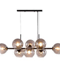 Black Glass Ball LED Pendant Light Transparent Globe Housing Decorative Hanging Fixture Chandelier Ceiling Light for Dining Room Living Room Bedroom, featuring multiple transparent globes.