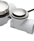 Twenty Two Inch Pvc Cable Sink Drain With Slick Trim Kit In Brushed Nickel Finish showing drain components and installation parts.