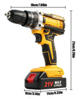 Rugged 21V Cordless Drill Kit Featuring Rechargeable Batteries And Quick Release Keyless Chuck for furniture assembly, 21 cm tall.