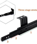 Heavy Duty Ball Bearing Keyboard Tray Slides For Cabinets 240mm Or 290mm Closed Length With 480mm Or 578mm Extended Reach 35mm Wide Smooth Quiet Rustproof Cold Rolled Steel Drawer Guides, three-stage stretch