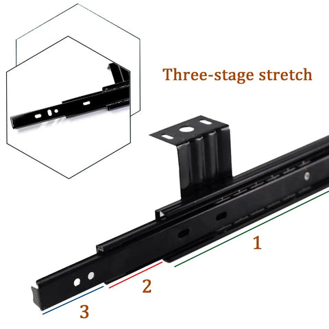 Heavy Duty Ball Bearing Keyboard Tray Slides For Cabinets 240mm Or 290mm Closed Length With 480mm Or 578mm Extended Reach 35mm Wide Smooth Quiet Rustproof Cold Rolled Steel Drawer Guides, three-stage stretch
