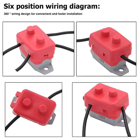 Tough As Nails Two Pack Of 40 Amp Auto Reset Circuit Breakers For 12V To 48V DC Systems shown in six position wiring diagram.