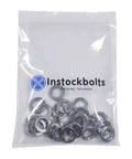 Split lock washers, 1/2 in ID x 0.869 in OD, 304 stainless steel, 25 pcs in Instockbolts bag (front view).