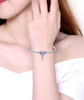 Happy Birthday Hot Air Balloon Charm In 925 Sterling Silver With Enamel Heart Balloon on bracelet, worn by woman