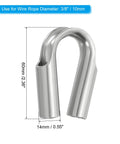 Built Like A Tank 3/8 In And 10mm Wire Rope Tube Thimble, 2 Pack Heavy Duty 304 Stainless Steel Rigging Clamps, close-up view.