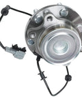 RWD Front Wheel Bearing And Hub Assembly Kit Fits Nissan Frontier 2005 To 2025 For Pathfinder 2005 To 2012 Xterra 2005 To 2015 And Suzuki Equator 2009 To 2012 No Fuss Install Complete Front Hub Replacement, showing top view of 6-bolt hub with ABS sensor cable