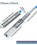 Beefy 10 Inch Locking Drawer Slides With 260 Lb Capacity, Full extension side mount ball bearing rails, dimensions shown