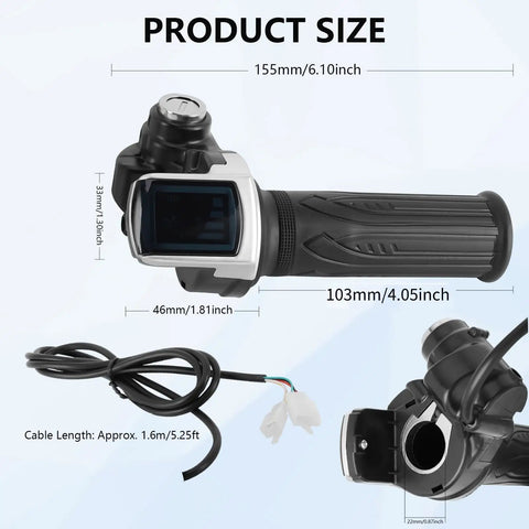48V Half Twist Throttle Grip With LED Display And Lock Key Set For Bikes And Scooters Easy Install Smooth Acceleration Durable Build Power Readout Only Active On 48V Systems
