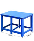 Tough As Nails Steel Workbench Designed With Twin Locking Drawers And Open Bottom Racking For Knuckle Busting Garage Jobs Precision Machine Shop Duties And Long Build Days, 1500mm x 800mm, blue steel construction.
