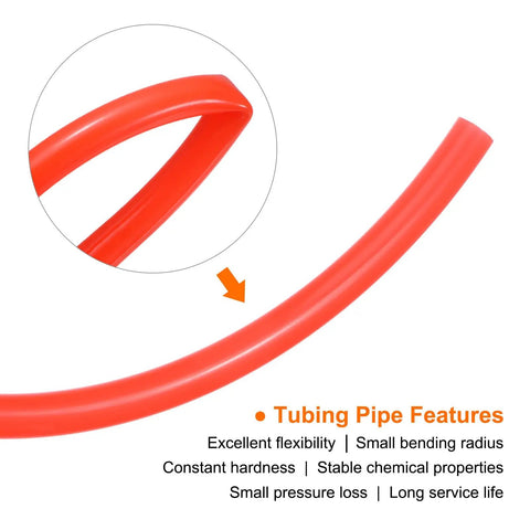Red PU Pneumatic Tubing Hose For Air Compressor 8mm Outer Diameter By 5mm Inner, 5 Meters Long, showcasing flexibility features