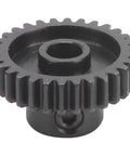 Close-up of a built tough heavy duty steel spur gear drive with 30 teeth and 6mm bore 0.8 mod step gear for industrial machinery.