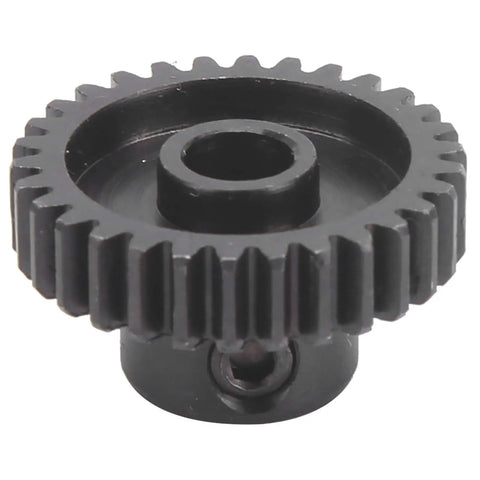 Close-up of a built tough heavy duty steel spur gear drive with 30 teeth and 6mm bore 0.8 mod step gear for industrial machinery.