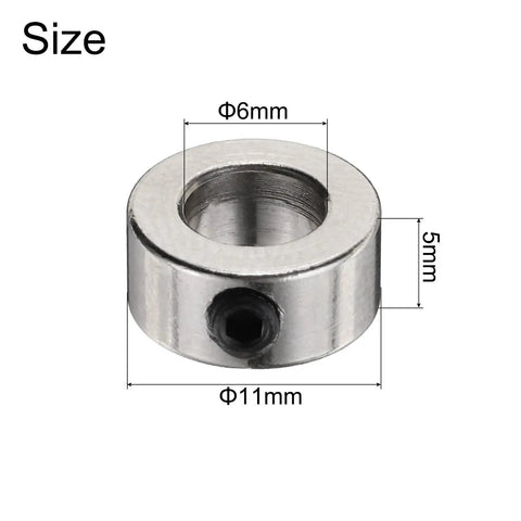 Six Pack 6mm Shaft Lock Collar Set With Set Screws Stainless Steel 304 11mm Outer Diameter 5mm Thick Fits 6mm Lead Screws And Rod Shafts