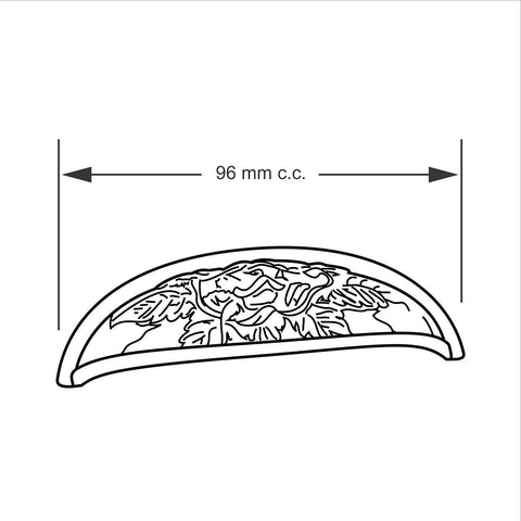 Provence Collection Center To Center 3.75 Inch Pewter Traditional Cabinet And Drawer Pull Handle with 96 mm measurement diagram