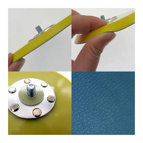 2-Pack 6 Inch Vinyl PSA Sanding Backing Pads For Power Drills, showing a close-up of the self-adhesive sticky grip and vent holes.