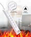 10 In 1 Surge Protector Power Strip With 6 Outlets And 4 USB Ports Fast Charging, 5Ft Braided Extension Cord, Flat Plug