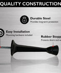 Image showing 10 Pack Stainless Steel Cast Door Stops 3 Inch Matte Black Finish With White Rubber Stopper Wall Or Door Mounted