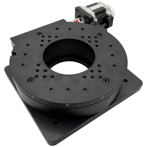 Two Phase Stepper Driver Rotary Stage Handles 4.2 Amps For 42 57 86mm Motors with a black rotary base and precise gear design.
