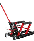 Beefy Hydraulic Motorcycle Lift Jack With 1500 Lb Capacity for Dirt Bikes and ATVs, adjustable lift, red garage equipment