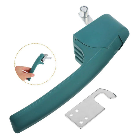 Heavy Duty Replacement Oven Handle For Commercial Kitchen Equipment Durable Plastic Grips Sleek Design Easy Install For Vacuum Dryers And Ovens close-up with stainless steel mount plate.