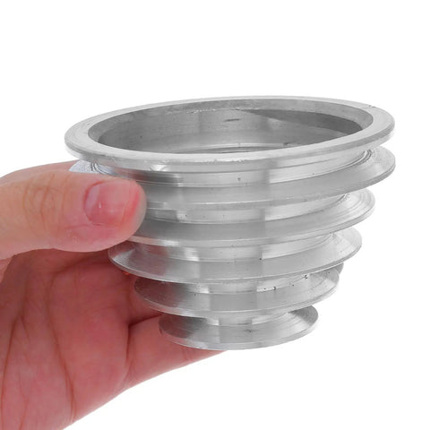 Aluminum Pagoda Pulley Wheel For Drill Press Multi Speed Transmission Pulley Replacement With 22mm Bore For Motor Shaft Systems In Home Workshops For DIY Projects And Upgrades, silver aluminum pulley