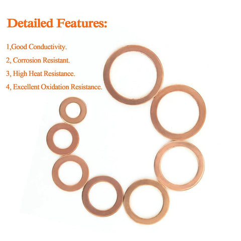 Copper Washers Kit 150Pcs 8 Sizes Metric Sealing Flat Washers Set For Plumbing And Auto Pro Grade Copper arranged in spiral